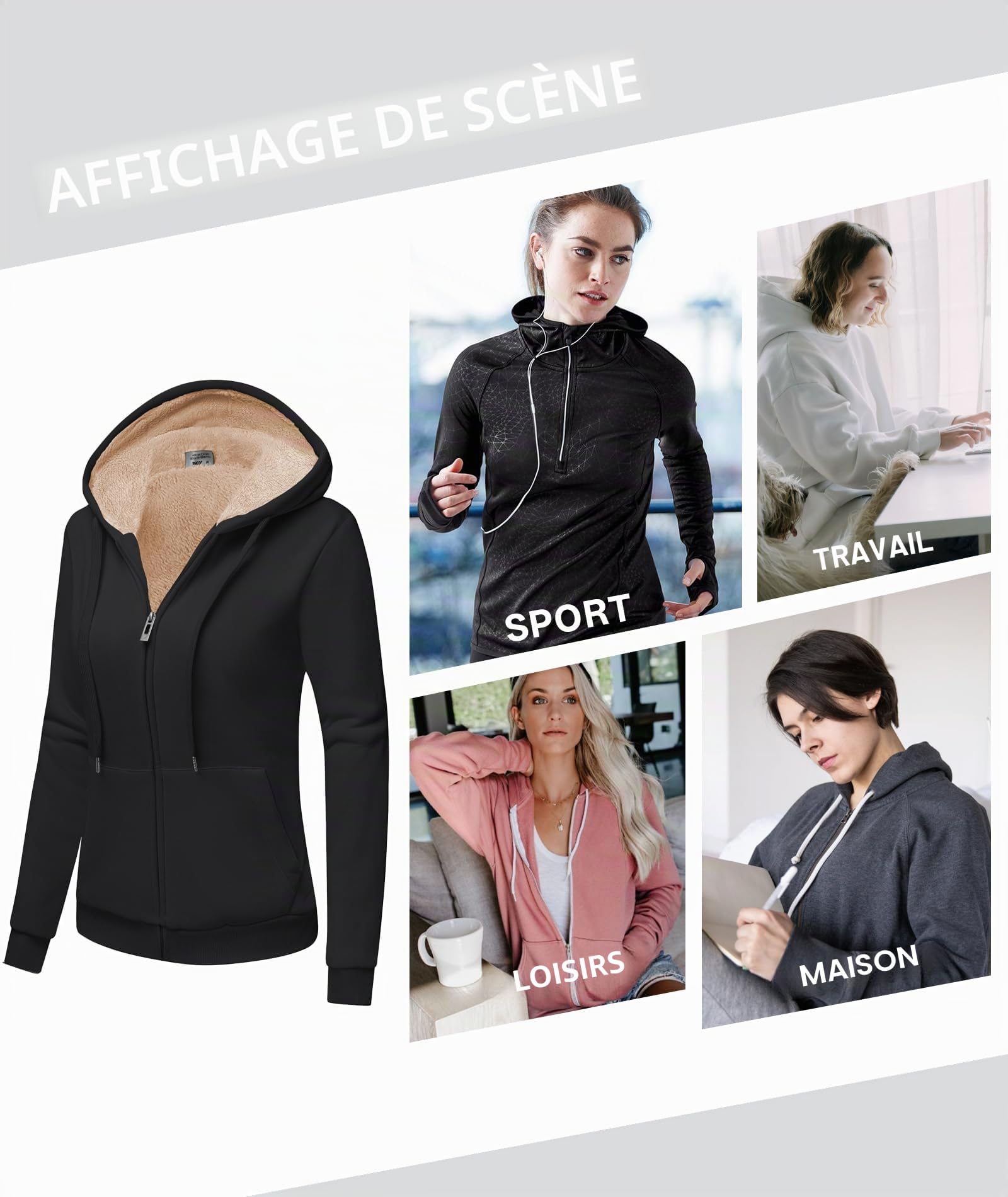 GEEK LIGHTING Sweat à Capuche Femme Polaire Chaud Veste Femme Chic et Elegant Sweatshirt à Capuche Femme Zippé Veste Hoodie Jacket Chaud Automne Hiver S-2XL