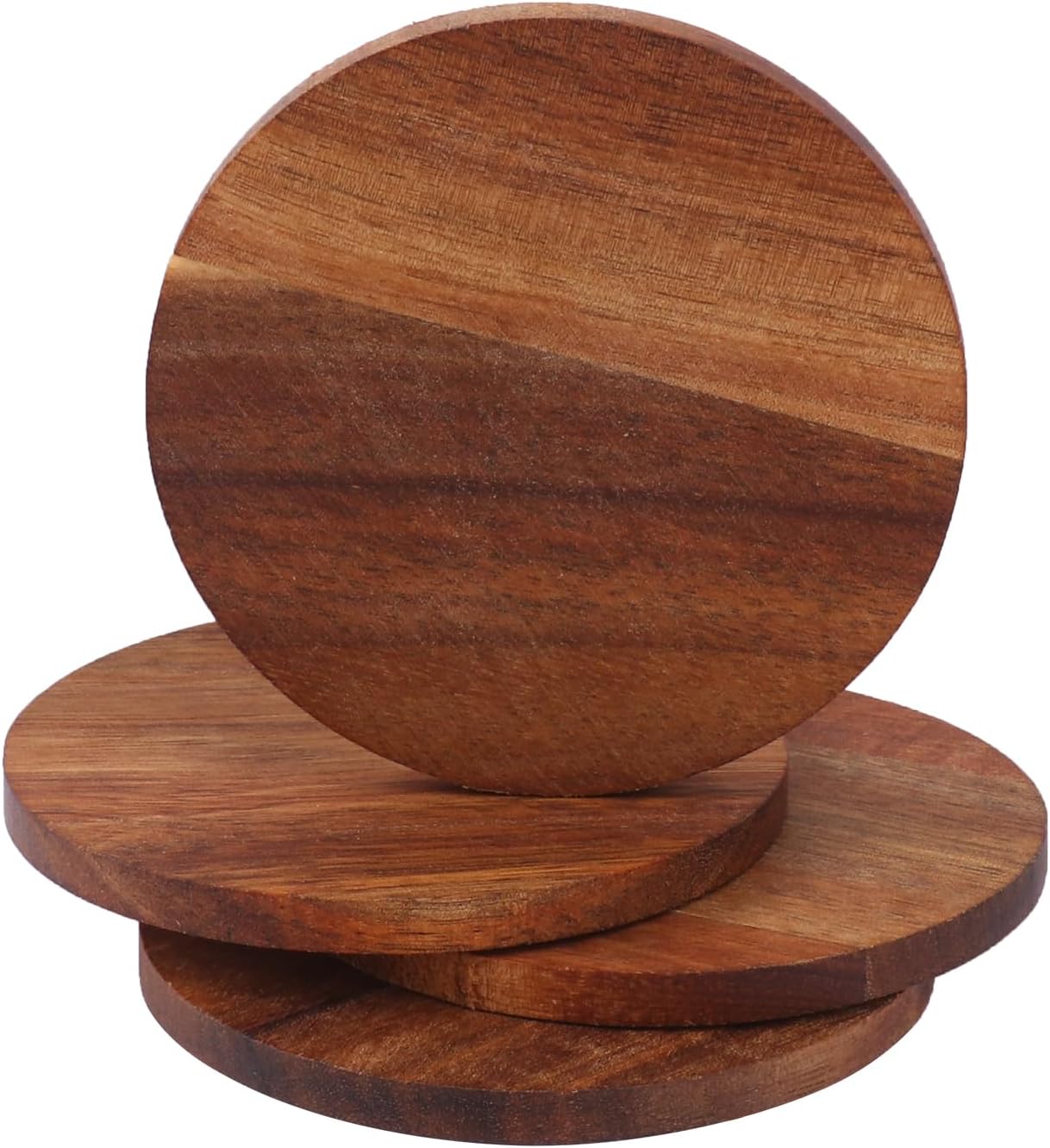 20 Pack 4 Inch Acacia Wood Round Coasters for Drinks, Bulk, Acacia Wooden Drink Coasters, Suitable for Tables, Countertops, Desks, Home Decor - Image 3