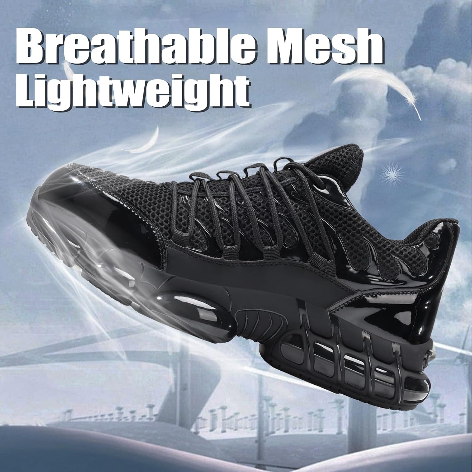 Steel Toe Work Shoes for Men Lightweight Safety Shoes with Puncture Resistant Sole Comfortable Construction Industrial Work Shoe for Warehouse