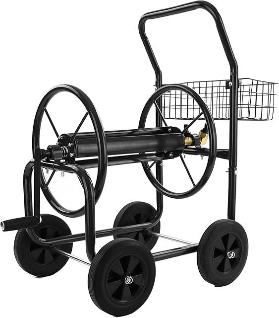 Tenzo-R Tenzo-R Schlauchwagen Schlauch Handwagen Schwarz mit Ablagekorb bis 60m Gartenschlauch — Schläuche