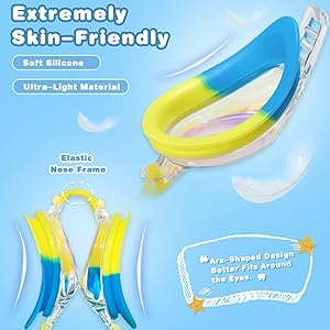 Freela Kids Swim Goggles, 2 Pack for Boys Girls Age 3-15, Toddler Clear View Anti-fog & Anti UV No Leak