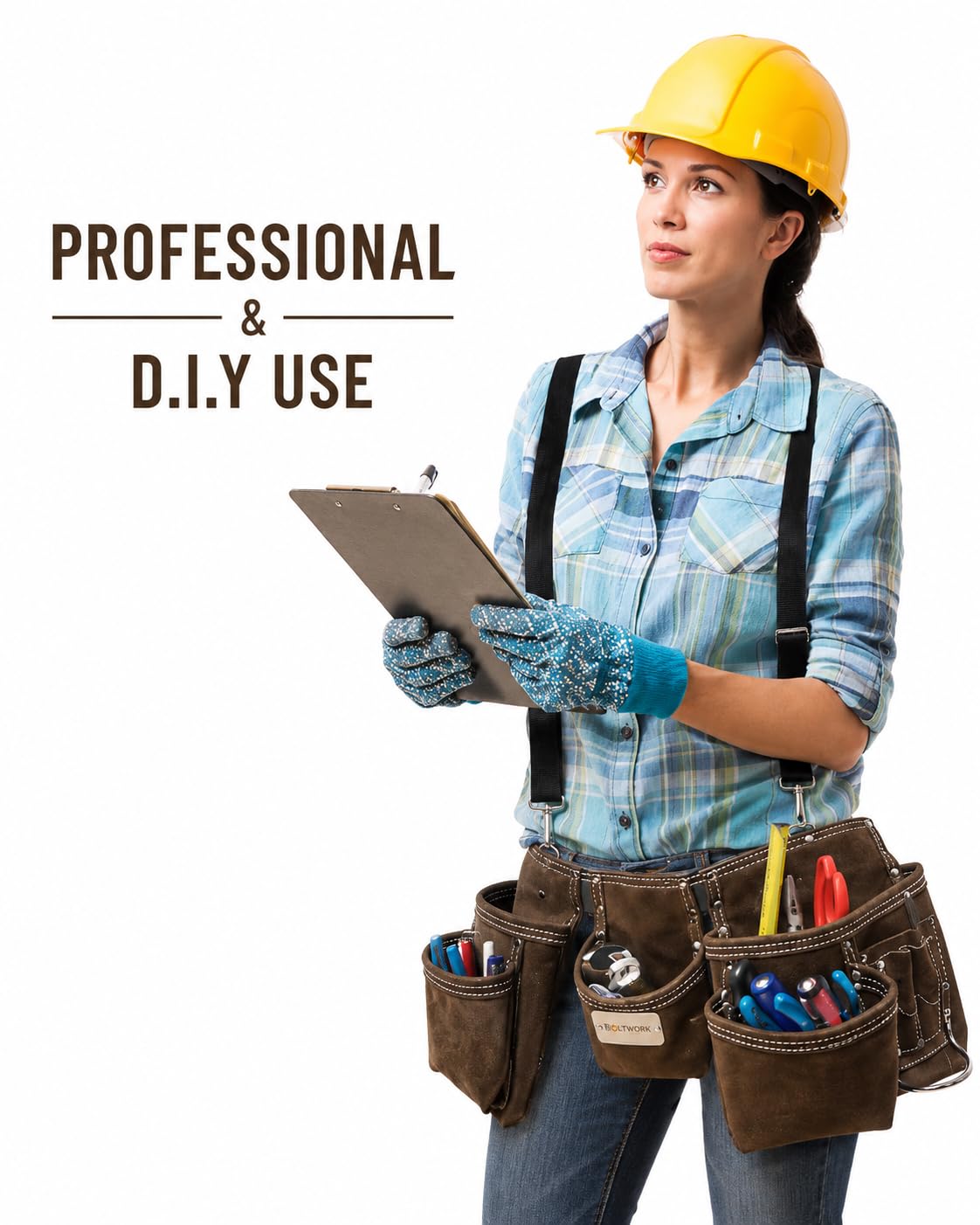 BOLTWORK Pochette à outils en cuir Pro Heavy Bag Organizer Hand Tools avec ceinture réglable en nylon et boucle en métal pour s'adapter aux tailles S à XXL, 1 % de la valeur de vente sera reversée à