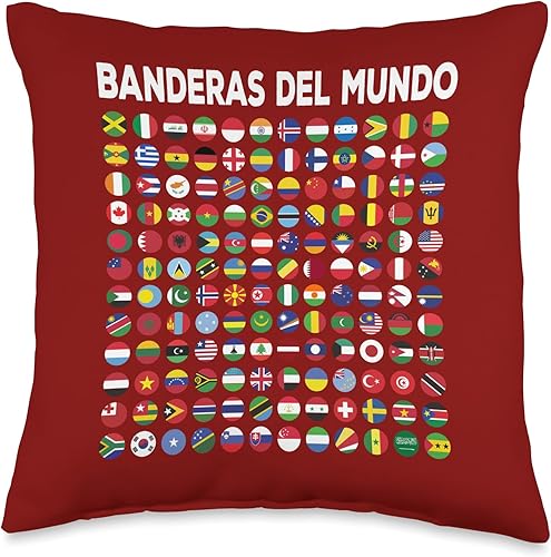 World Flag Ideas For Kids & Banderas Del Mundo Geography Throw Pillow