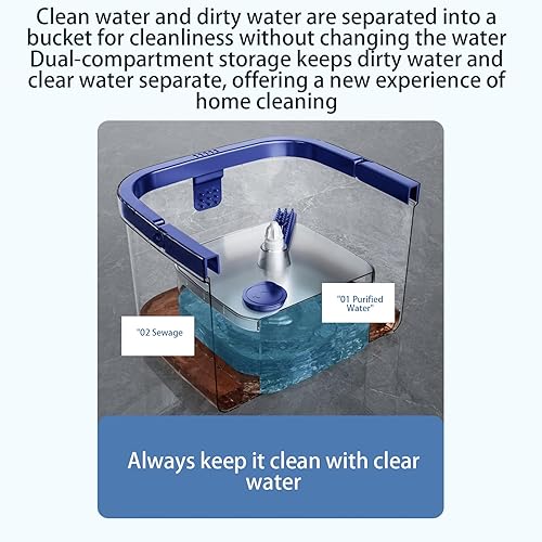 Miniatura 6 de Juego de trapeador giratorio y cubo, mango ajustable giratorio de 360 grados, limpiador de piso de microfibra, sistema de agarre antideslizante