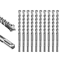 Vista 26 de SALI 10 brocas de martillo giratorio SDS Plus de 1/2 x 6 pulgadas, kit de broca para hormigón, material de carburo de doble rosca de tipo cruzado