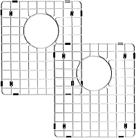 Granatan Kitchen Sink Protectors: Stainless Steel 14.37x12.5 Inch Grids, Rust-Resistant 2-Pack Sink Bottom Racks with Drain Cutout