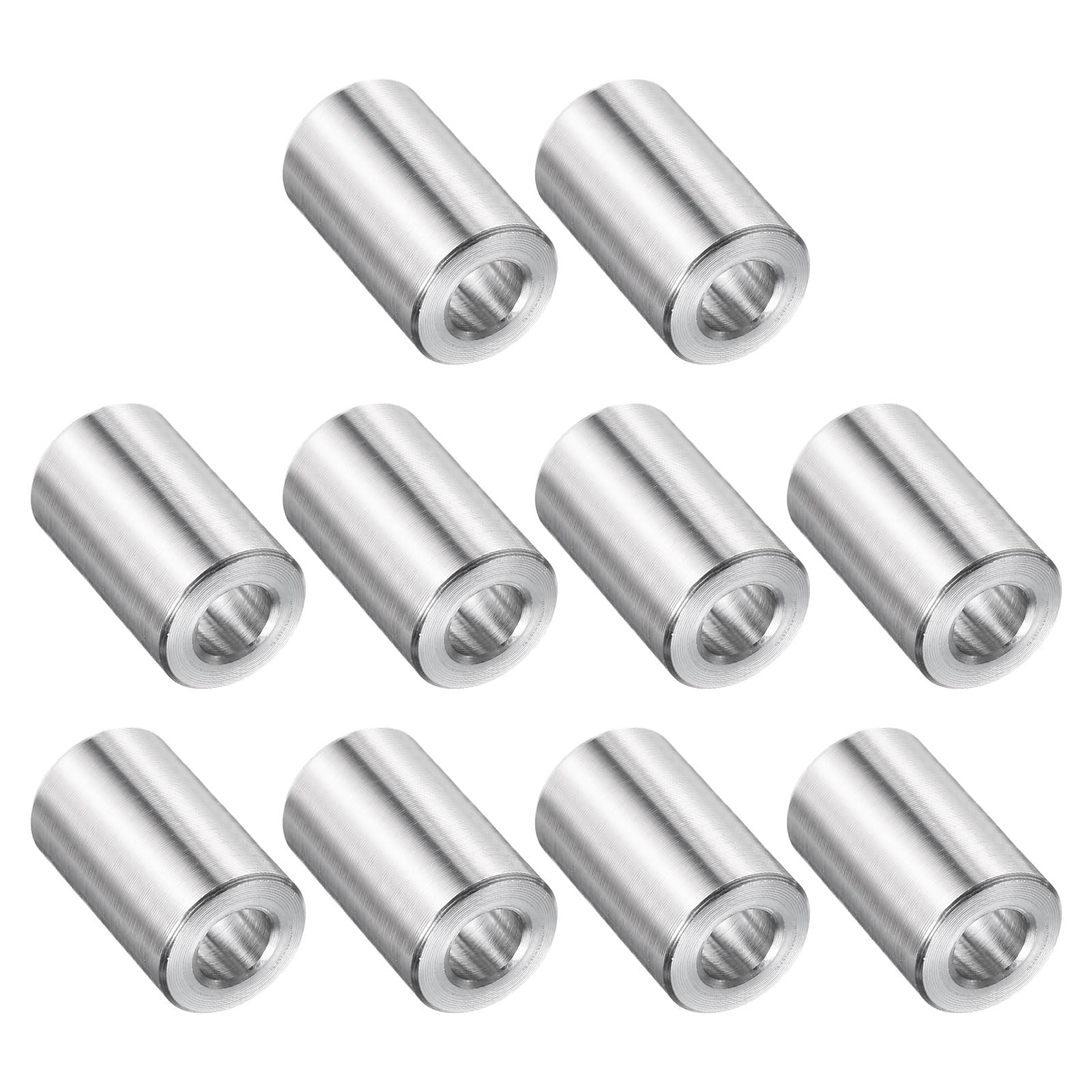 uxcell 10 Pcs Stainless Steel Spacer 1/4" Bore x 1/2" OD x 5/8" Length Screw Bushing Plain Finish Round Metal Spacer for 1/4" Screws Bolts and Rods