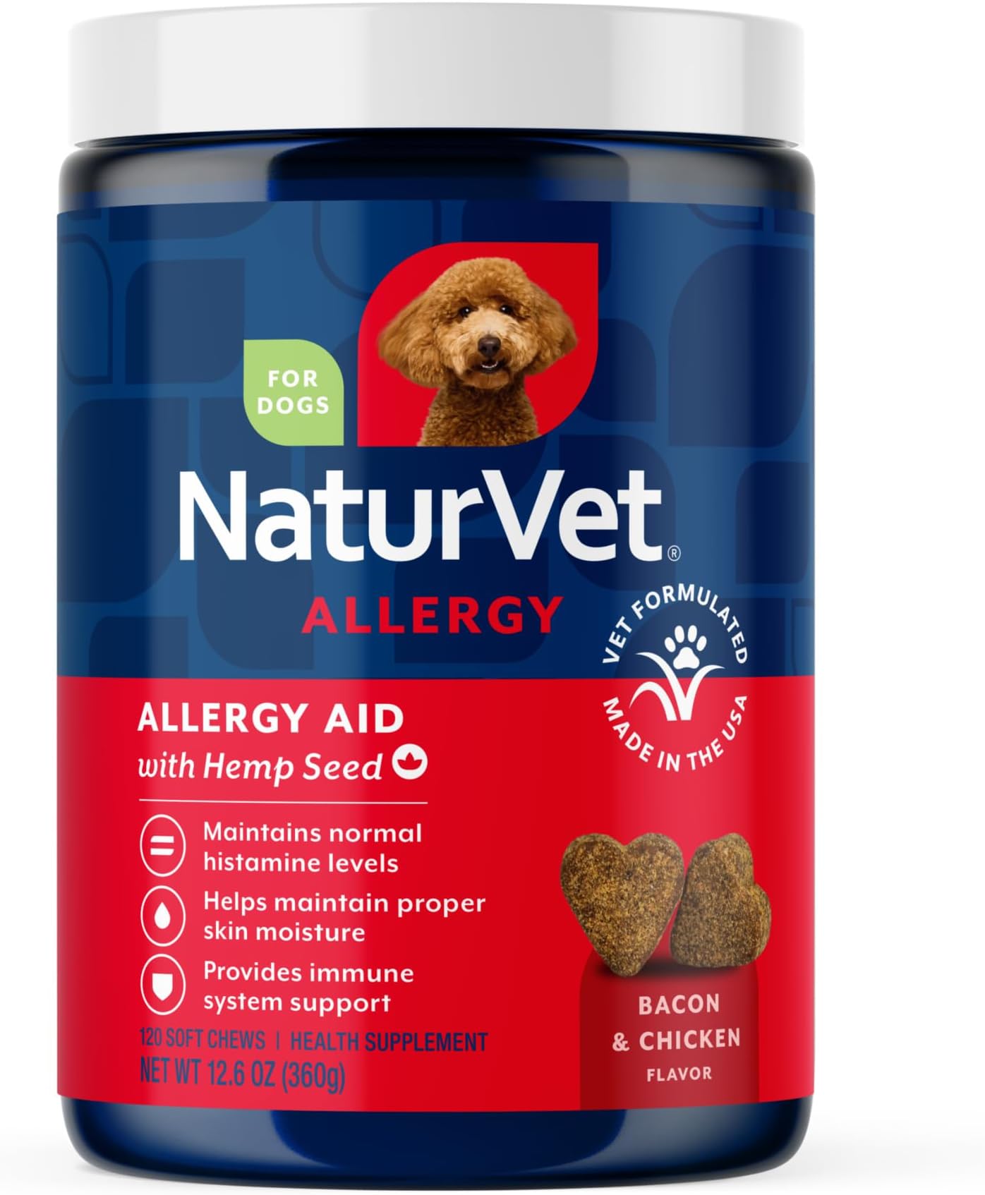 Hemp Allergy Aid Supplement for Dogs - 120 Soft Chews
