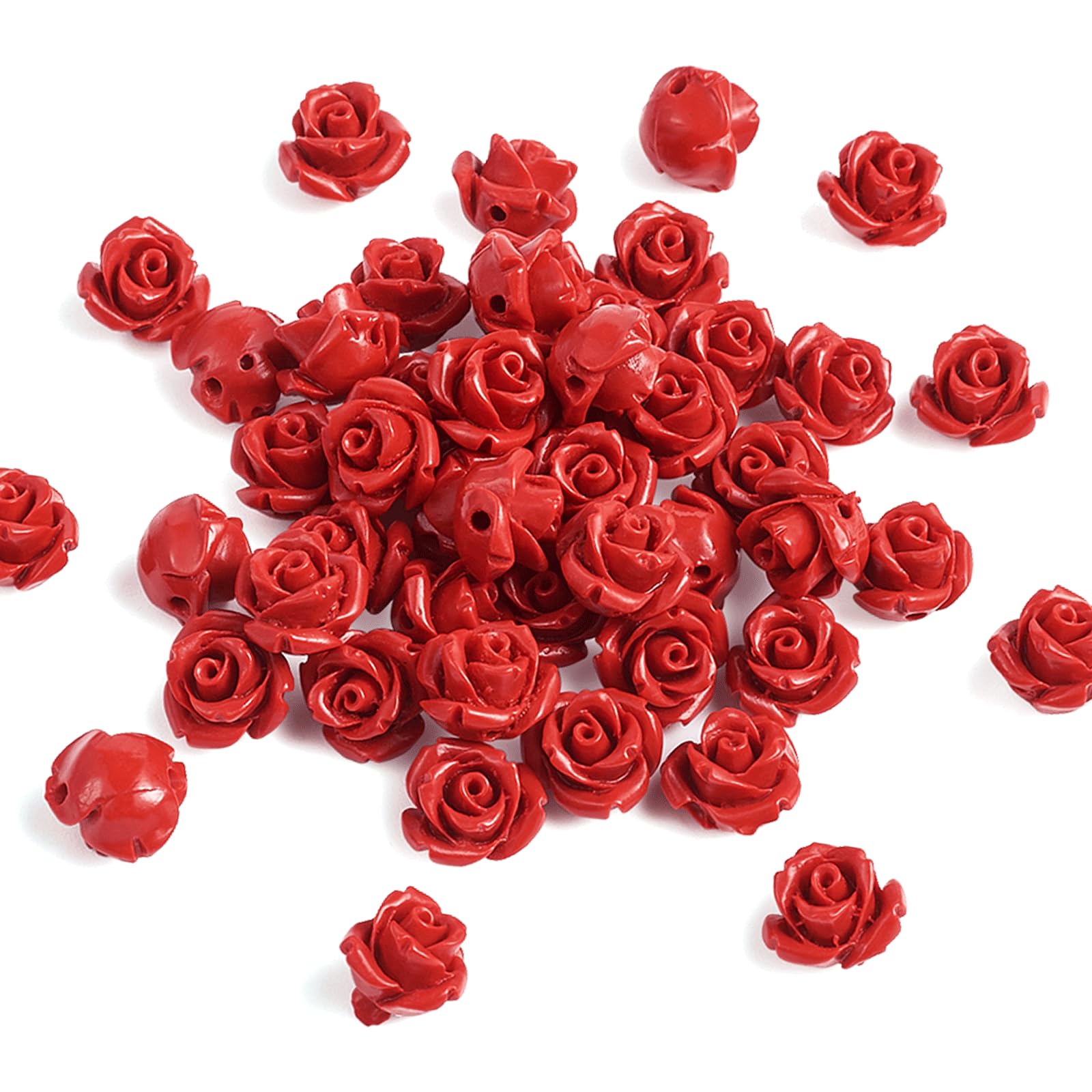 Perles rose cinabre sculptée rouge mini perles vrac boucles d'oreilles