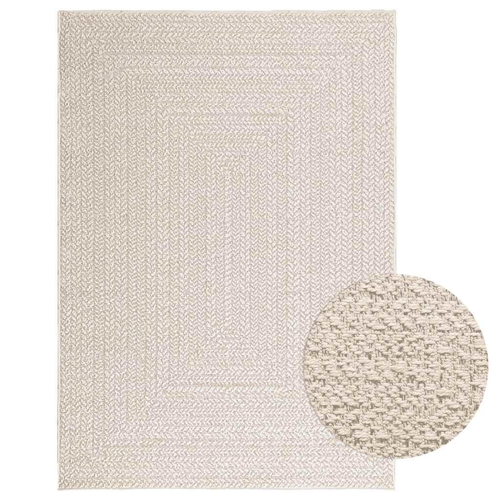 Tapis Facile à Nettoyer Crème Effet Jute pour Balcon et Salon