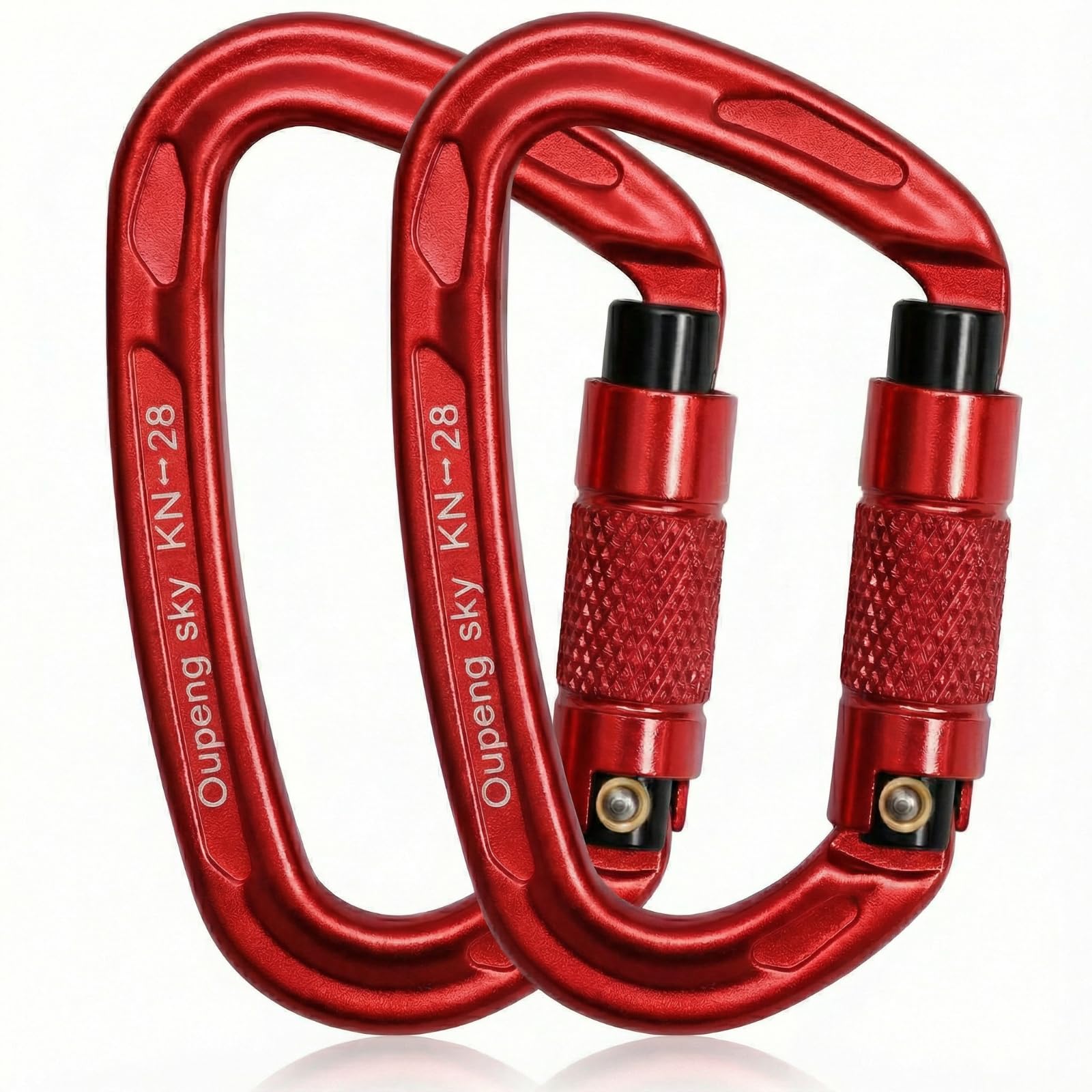 Mosquetón de bloqueo automático – 28 KN (6000 libras), caribeaners resistentes, 2 mosquetones grandes para llaveros, hamaca, camping, gimnasio, senderismo, al aire libre, correa de perro