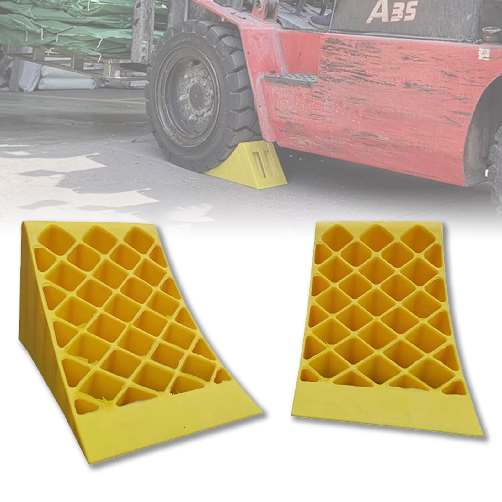 Cunei Livellatori Camper, Cunei for Ruote da Viaggio, Camion, SUV, Carrelli Elevatori, Base Antiscivolo, Maniglia for Il Trasporto, Accattivante Colore Giallo Brillante, Confezione da 2