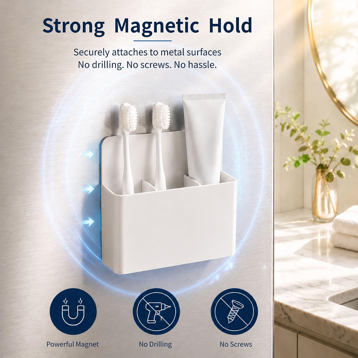 Magnetic Toothbrush Holder for Cruise Essentials 2026, Magnet Wall Mounted Organizer for Small Spaces Cruise Cabins Bathroom，Alaska/Caribbean Cruise Ship Travel Must Haves