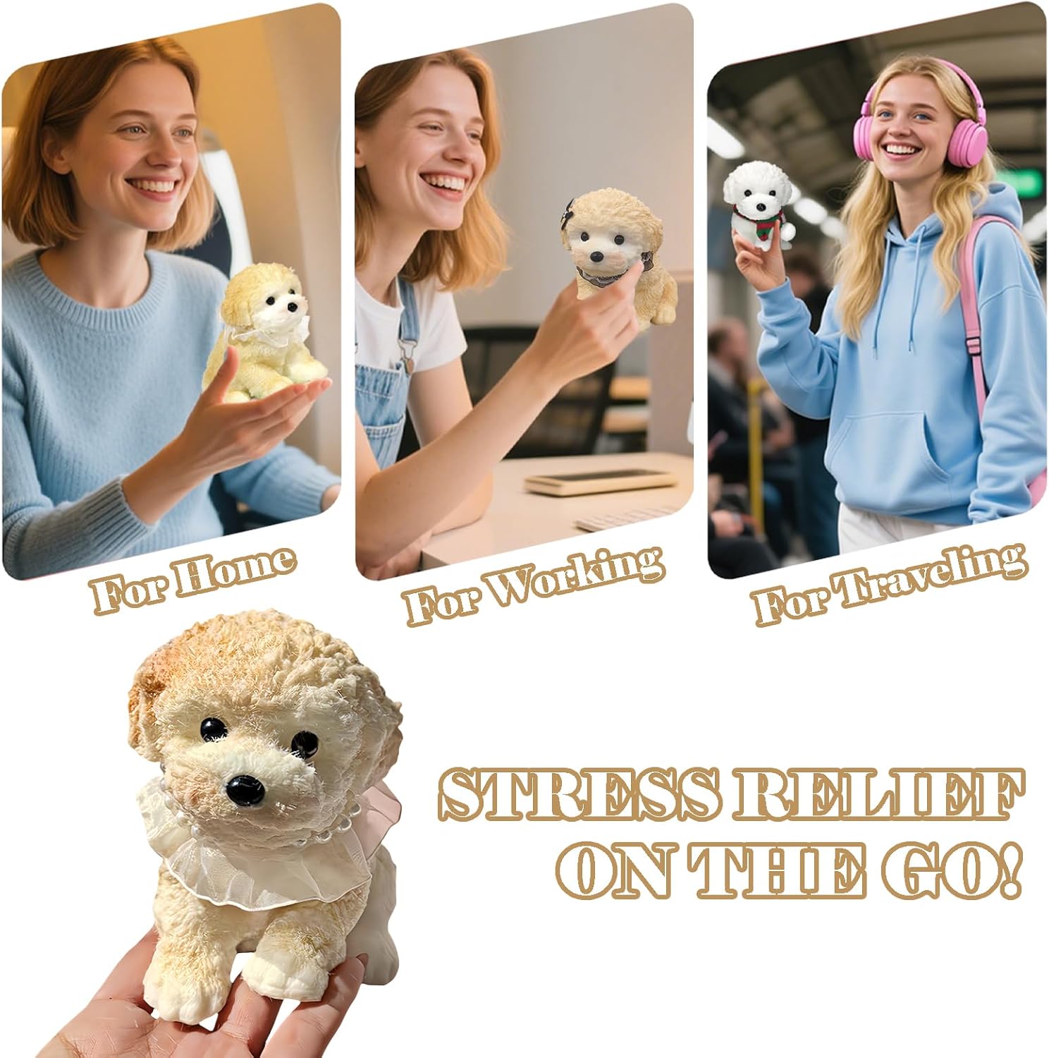Big taba Squishy Dog, Cute Squishy Dog Stress Relief Toy for Adult/Kids, Handmade Soft Teddy Dog Design, Perfect Squeeze Toys Gift for Relaxation and Fun(Cream Color)