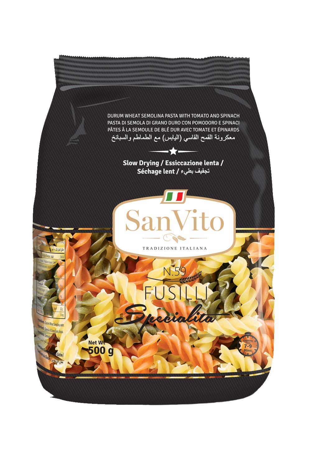 San Vito Specialita Durum Wheat Pasta with Tomato and Spinach, Fusilli (N.59), 500 g (B07FFHSLNH) Amazon Price History, Amazon Price Tracker