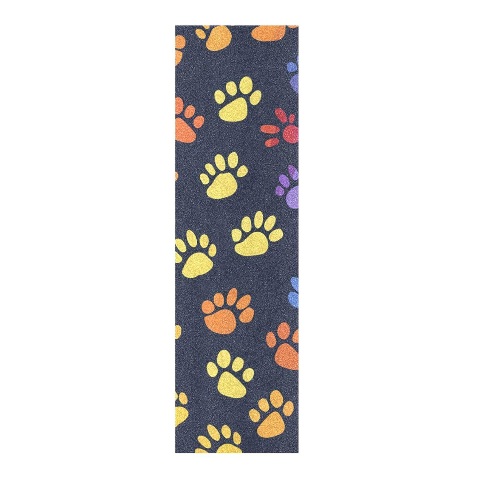 CEBUGI Rainbow Paw Prints Skateboard Grip Tape 44x10in Waterproof Tear-Proof Longboard Grip Tape Bubble Free Non-Slip Scooter Grip Tape for Girls Boys
