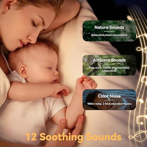 Miniatura 3 de Máquina de sonido portátil para bebé, ruido blanco, 12 sonidos relajantes, cancelación de ruido para viajes, oficina, guardería, baby shower, regalo