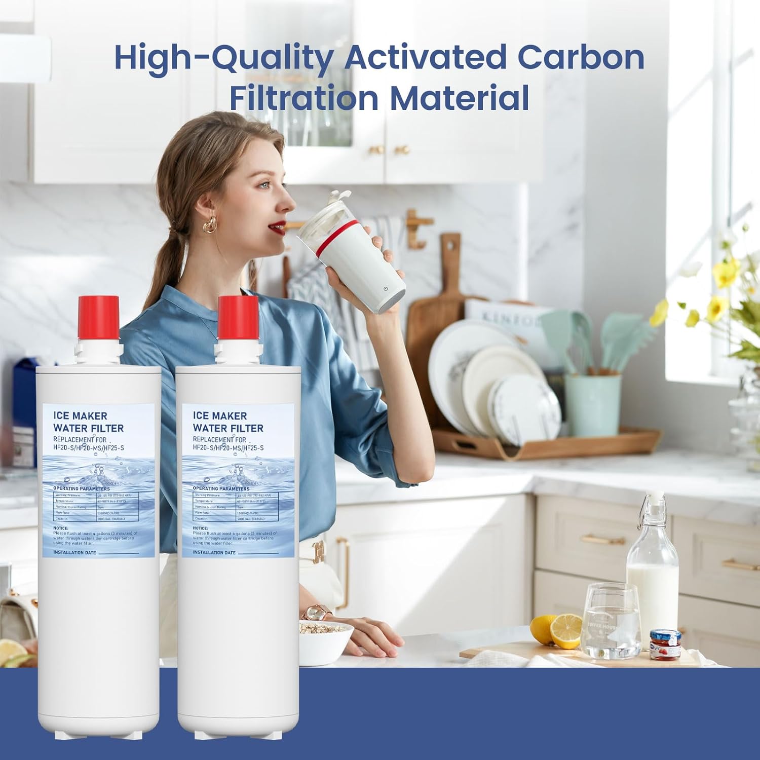 HF20-S HF20-MS HF25-S Water Filter Replacement Compatible with 3M High Flow Series Cartridge HF20-S, 5615103/HF20-MS, 5615109/HF25-S,5615203, Water Filtration System 2 Pack