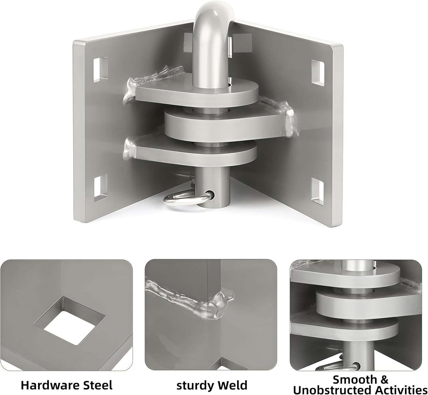 2 Pack Stationary Heavy-Duty Floating Dock Connector Hinge Kit, Dock Hardware Brackets,Male & Female T Style Corner Hinge, T Style Backer Plate, Connector Pin, Carriage Bolts, to Connect Floating Dock