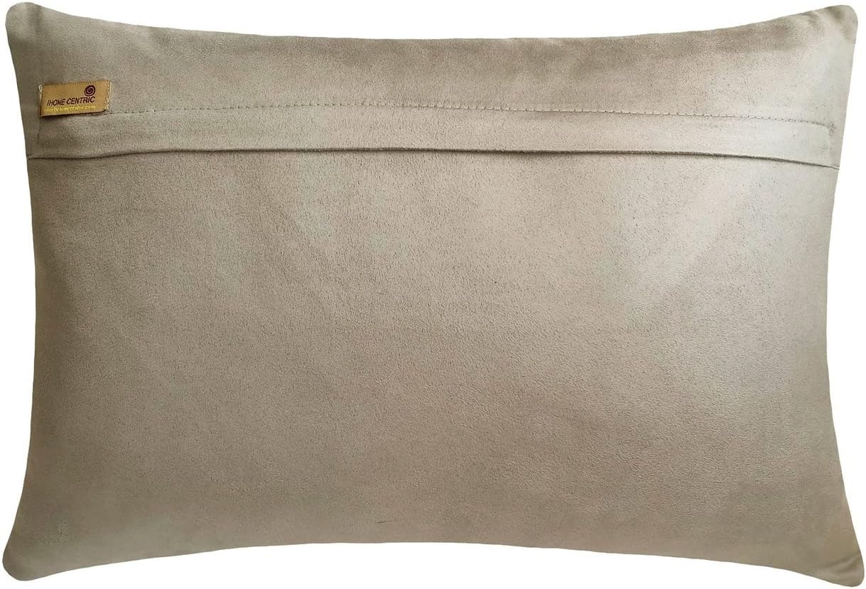 The HomeCentric Designer Black 12"x16" (30x40 cm) Lumbar Pillow Cover, Faux Leather & Jute Textured Jute Oblong Pillow, Patchwork Pattern Modern Style Halloween Decorations - Rhiannon Black