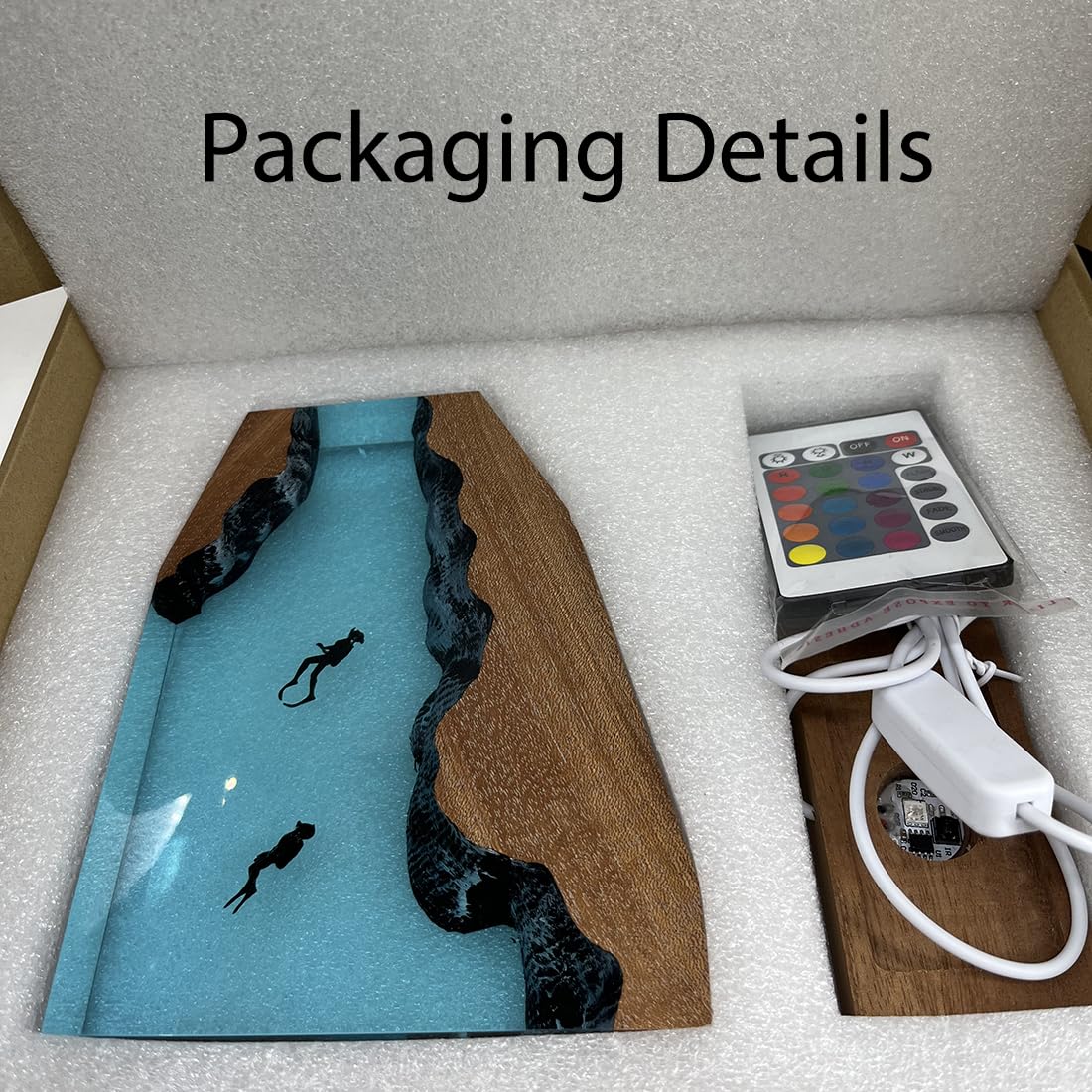 Epoxidharz Lampe Taucher 3D Acryl Lampe Taucher mit Sapelli-Holz Sockel Maritime Taucher Deko Lampe USB LED Nachtlicht aus Harz & Edlem Holz Geschenk für Tauchbegeisterte ，S
