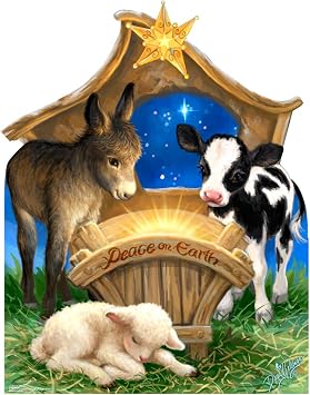 Cardboard People Born in A Manger Life Size Cardboard Cutout Standup - Dona Gelsinger Art