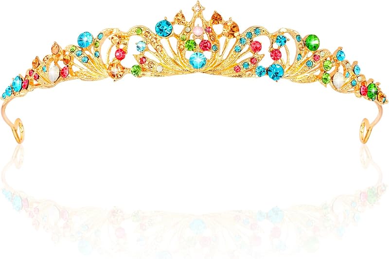 Rainbow Tiara Crowns for Women Girls Princess Wedding Tiara Queen Crown for Prom Quinceanera Birthday Crown Halloween Hair Accessories