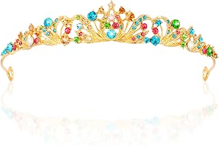 Rainbow Tiara Crowns for Women Girls Princess Wedding Tiara Queen Crown for Prom Quinceanera Birthday Crown Halloween Hair Accessories