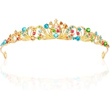TOBATOBA Rainbow Tiara Crowns for Women Girls Princess Wedding Tiara Queen Crown for Prom Quinceanera Birthday Crown Halloween Hair Accessories