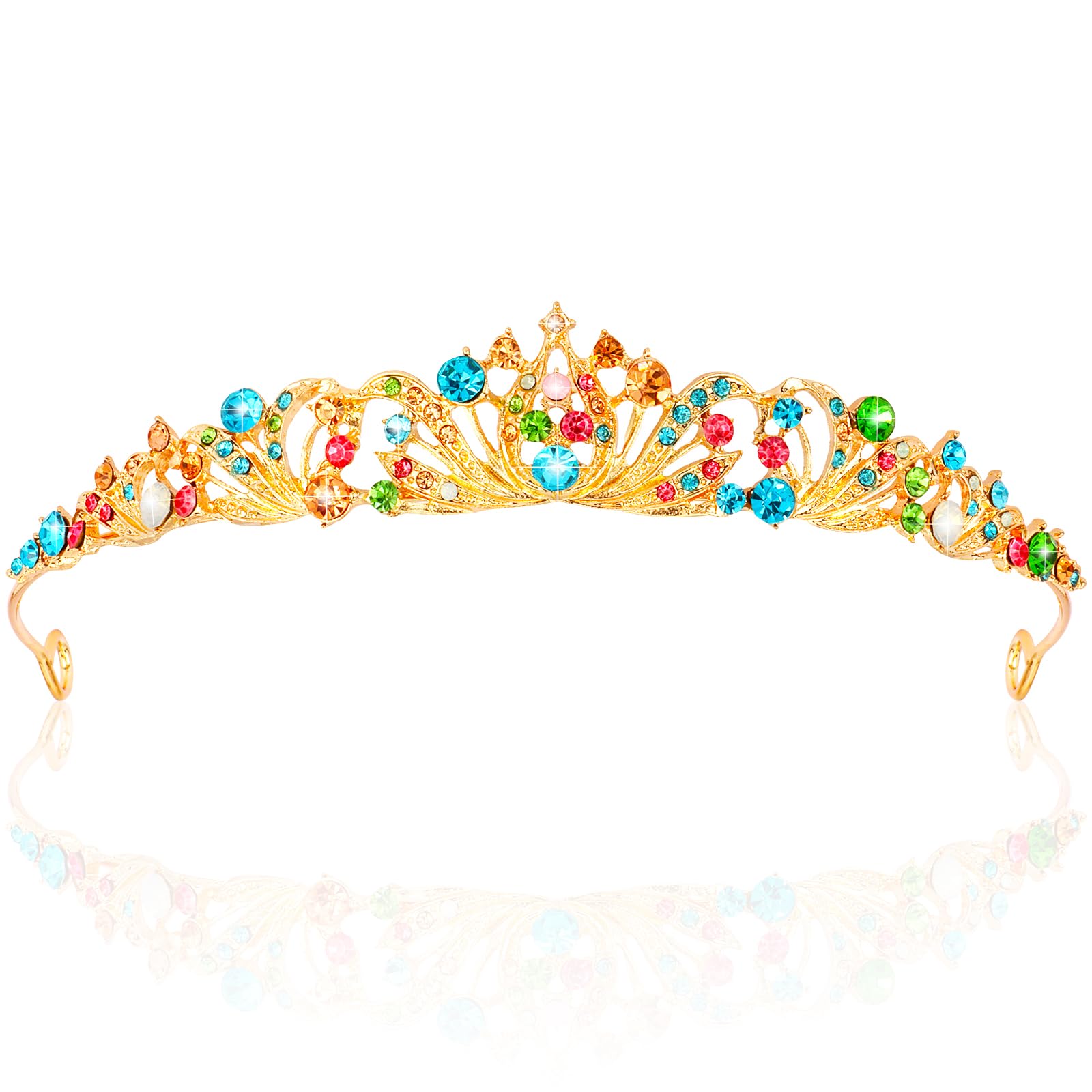 TOBATOBA Rainbow Tiara Crowns for Women Girls Princess Wedding Tiara Queen Crown for Prom Quinceanera Birthday Crown Halloween Hair Accessories-image-26