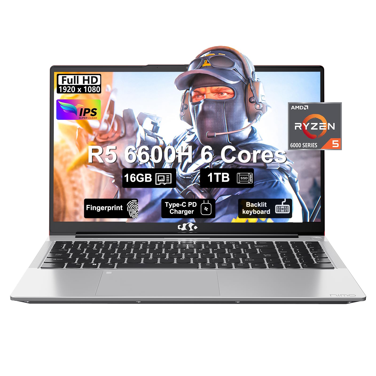 Amazon.com: NIMO 15.6 FHD-Laptop,6-Cores AMD Ryzen 5 6600H 660M