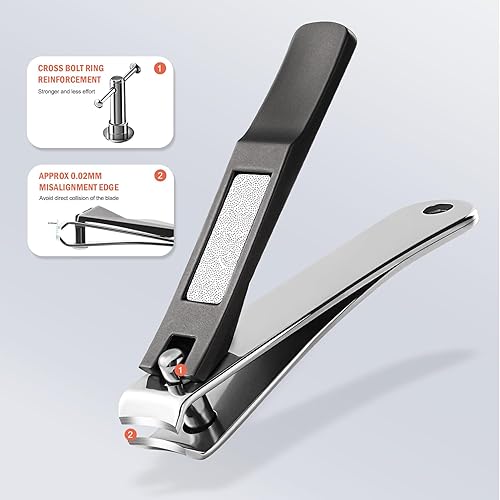 Miniatura 2 de BEZOX Cortaúñas de uñas – Cortadores de uñas elegantes para hombres y mujeres, cortauñas encarnadas – Recortador de uñas de viaje con estuche de lata