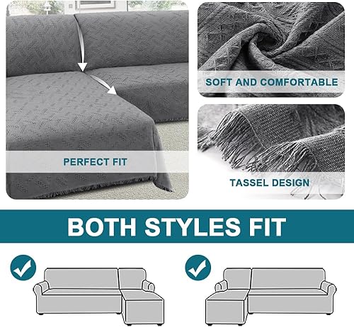 Miniatura 4 de Turquoize Fundas de sofá modulares en forma de L, funda de sofá seccional, lavable, 2 piezas, para sofá seccional, con tela jacquard tejida