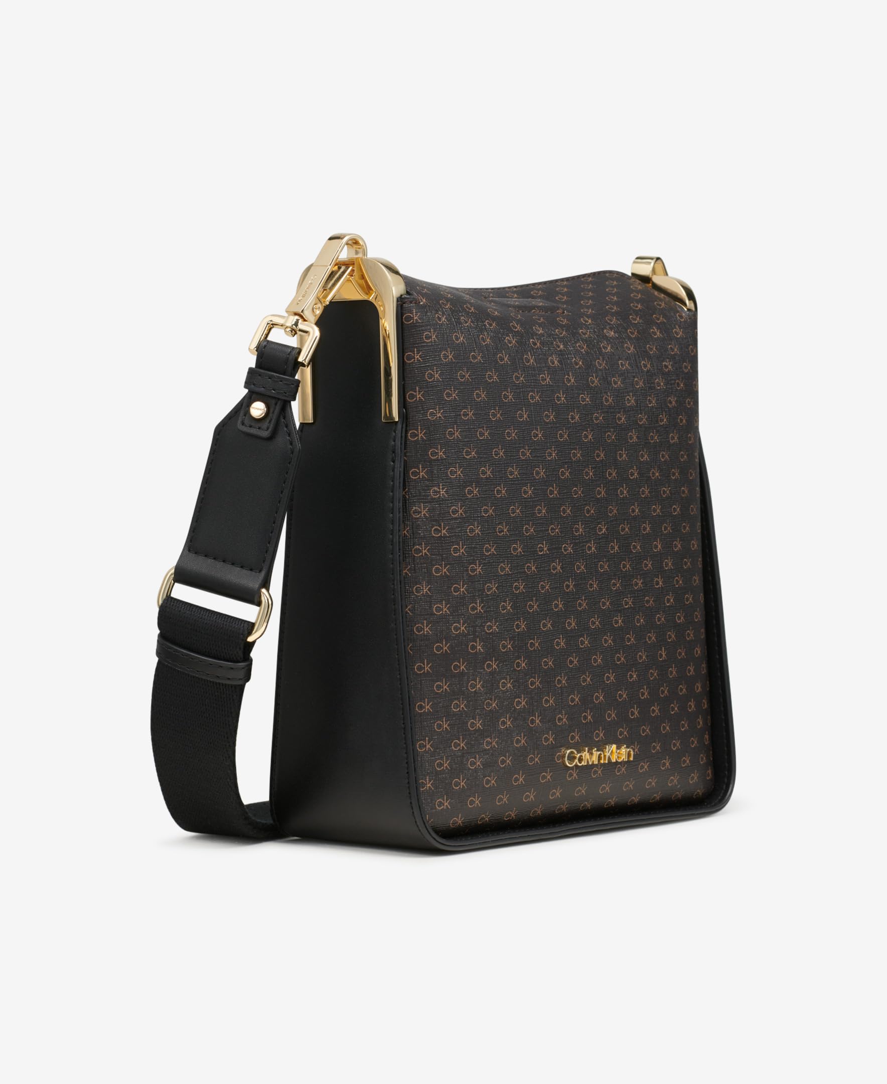 Calvin Klein Fay North/South - Bandolera pequeña para mujer, color marrón/caqui/negro, talla única, Marrón/caqui/negro, Talla única