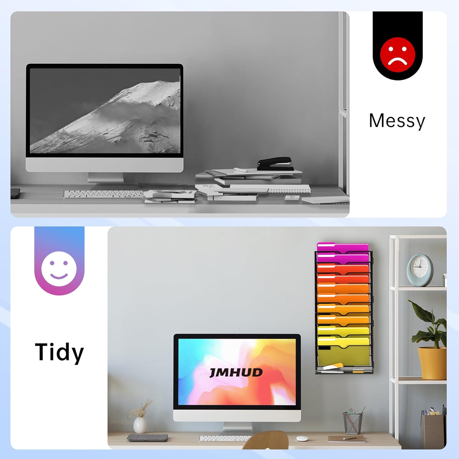 11-Tier Wall File Organizer, Wall File Holder Mesh Mail Organizer for Papers, Folders, Letters, Magazine Rack for Office Home Classroom, Black