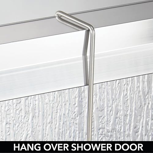 Miniatura 7 de mDesign Organizador de ducha de acero para colgar sobre la puerta, organizador de ducha colgante con 4 canastas, 2 ganchos, organizador colgante en