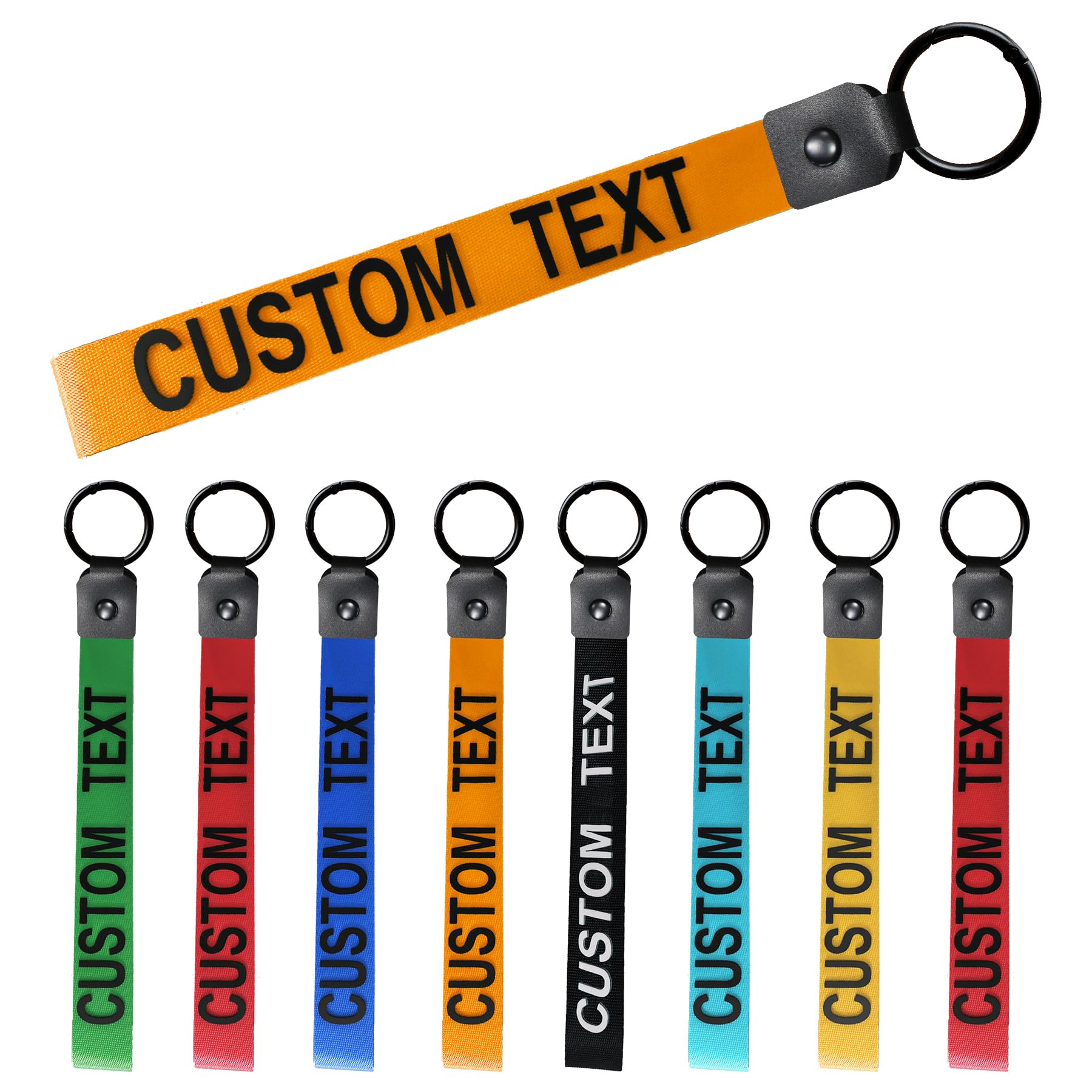 misscase Wrist Key Lanyard 3D Text, Custom Name ID Text Wrist Lanyard Key Chain, 1pc Personalized Nylon Strap Lanyard Keychain (Round Buckle)