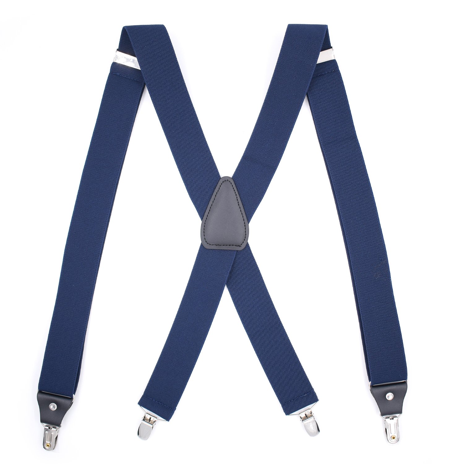 PlayCool Mens Suspenders Adjustable Elastic - Heavy Duty 1.4 Inch Wide X Shape 4 Strong Clips Suspender Braces