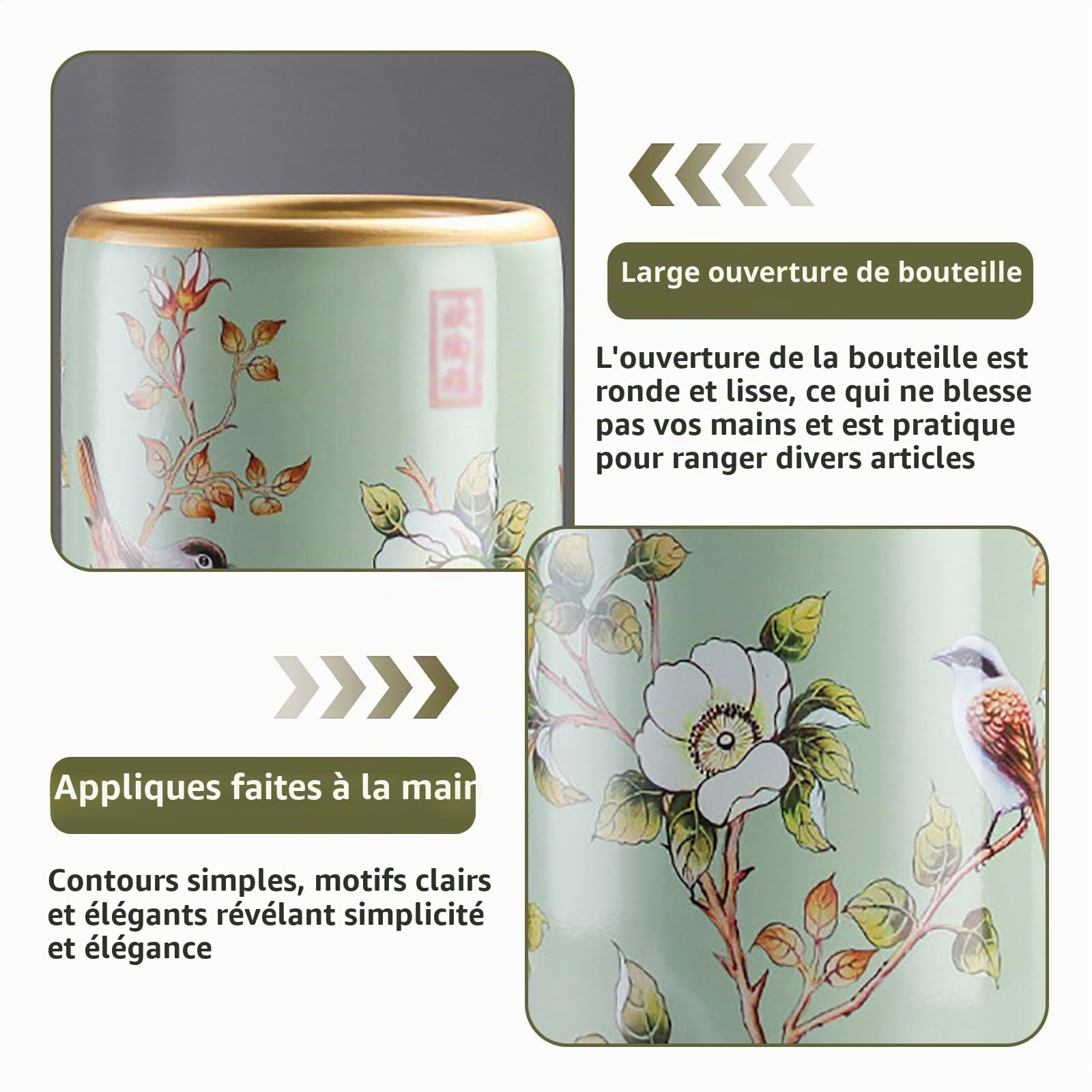 Porte-Parapluies Traditionnel Stockage Autoportant Porte Parapluies En Céramique Verte Porte-Parapluie 44cm De Haut En Porcelaine Peinte Pour L'entrée D'un Hôtel Intérieure Le Bureau à Domicile