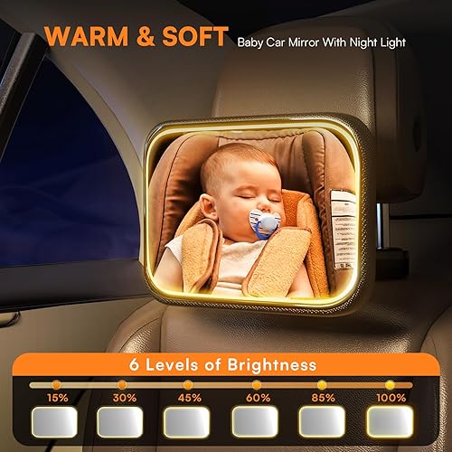 Miniatura 3 de Espejo de coche para bebé con luz  Espejo de bebé recargable para automóvil con control remoto, visión clara, rotación de 360, espejo de asiento de
