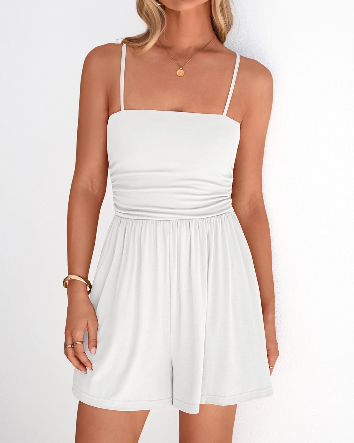 BTFBM Summer Rompers For Women 2026 Casual One Piece Spaghetti Strap Sleeveless Shorts Jumpsuit Beach Vacation Outfits - Image 7