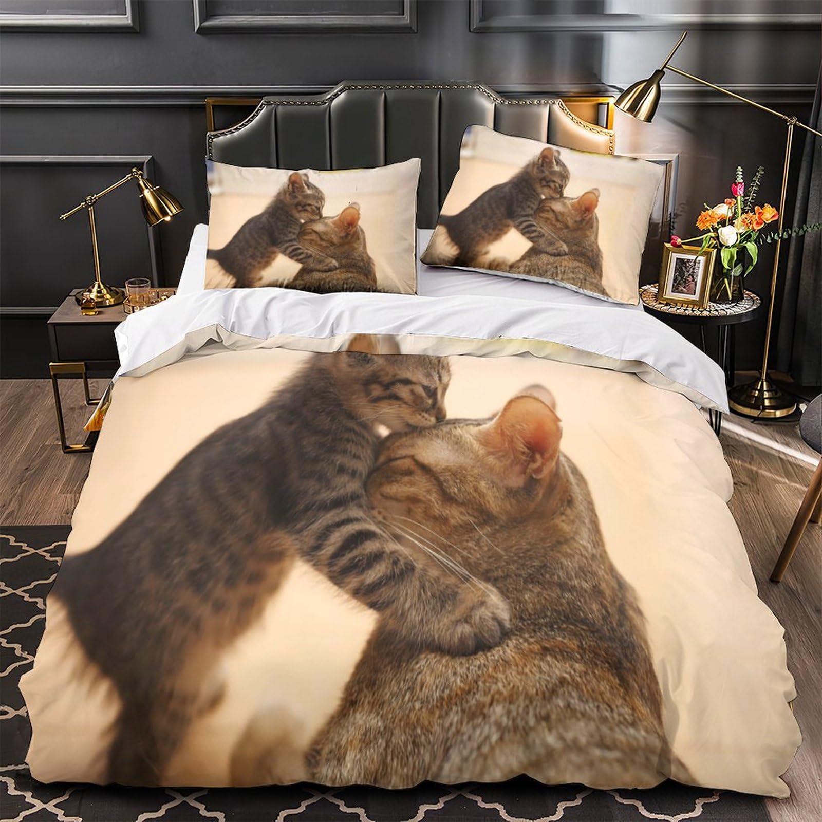 Housse de couette chaton 3D grand confort en microfibre de qualité supérieure pour lit double adulte