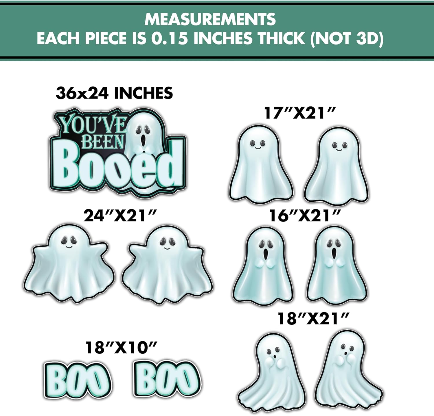 VictoryStore You've Been Booed - Outdoor Lawn Sign - Ghost Halloween Party Yard Signs 11 Pieces and Metal Stakes Included Halloween Flocking Yard Signs, American Made