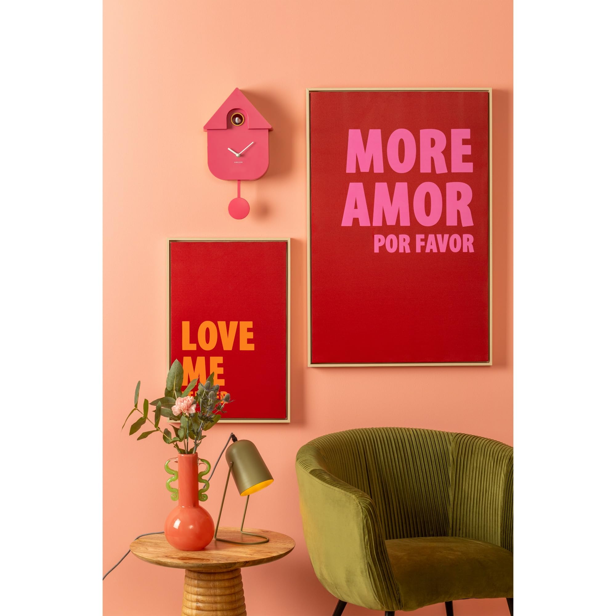 Karlsson Pendulum Modern Wall Cuckoo Clock (bright pink - KA5768BP) - Image 2
