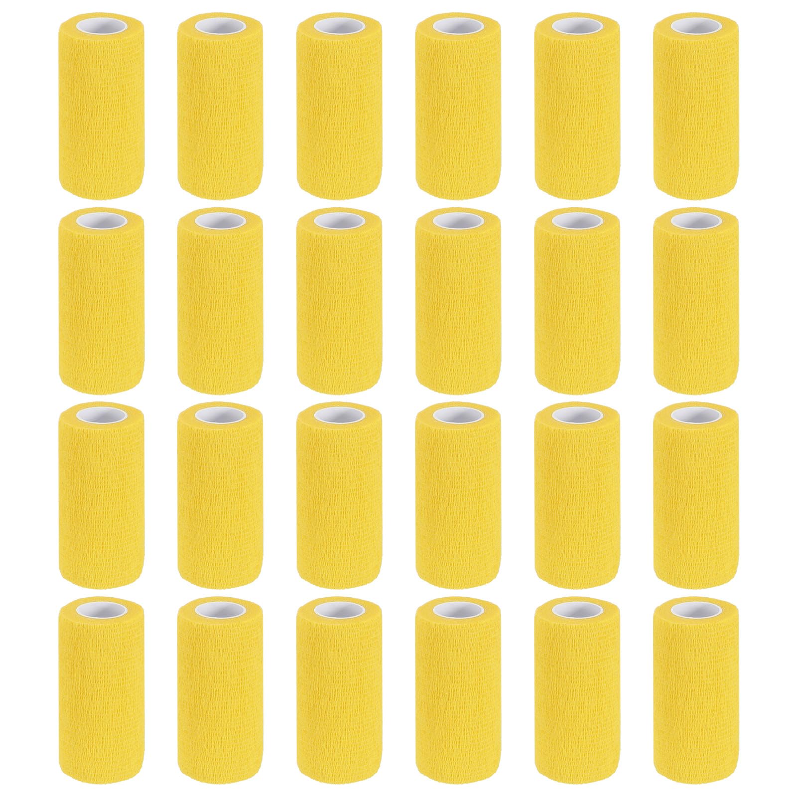 PATIKIL Self Adhesive Bandage Wrap 177" x 4", 24 Pcs Elastic Self Adherent Self Breathable Wrap Tape for Sport Stretch Athletic Wrist Ankle Outdoor Tape, Yellow