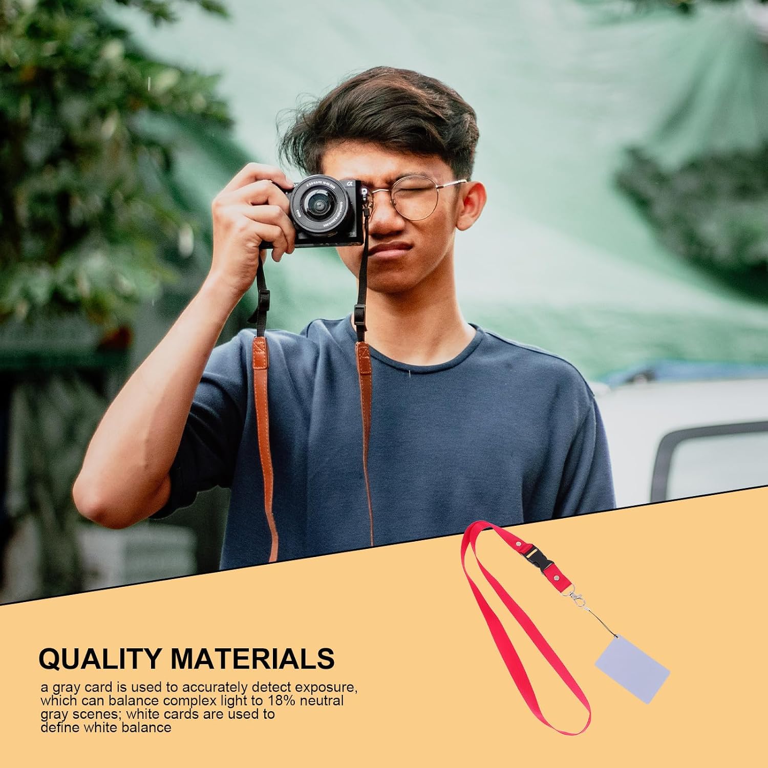 BESPORTBLE 9pcs Photography Exposure Grey White Balance Cards with Neck Lanyard for DSLR and Video Film Camera Calibration