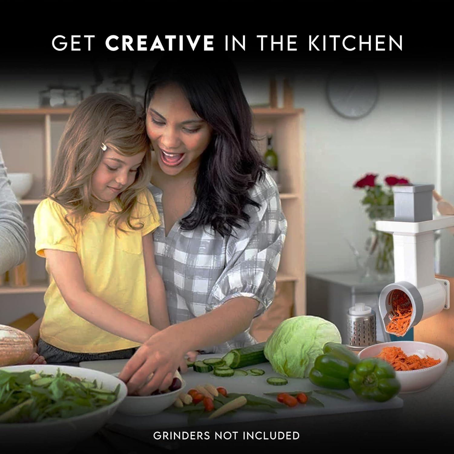 Slicer Shredder Attachment compatible with KitchenAid, Includes 3 Stainless Steel Drums All-in-1 Fruit Slicer, Vegetable Chopper, and Cheese Grater