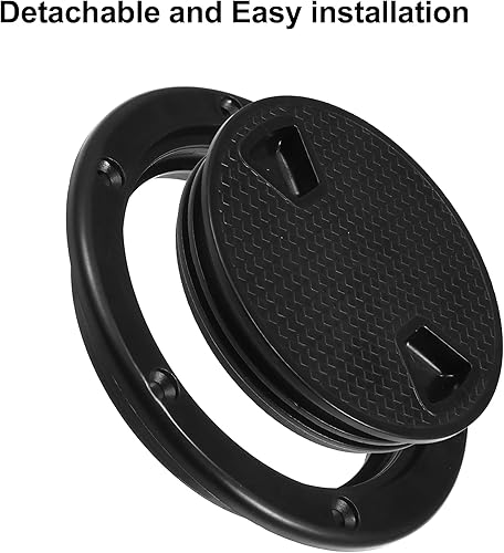 Miniatura 4 de X AUTOHAUX Boat Inspection Deck Plate Hatch Marine Round Inspection Hatch Deck Plate WDetachable Cover Water Tight for Outdoor Installations Black