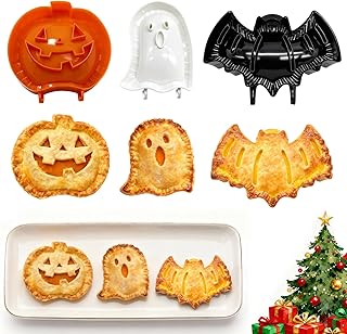 Gothic style 3pcs mini pie molds for baking,holiday party Weekend potluck Hand pie molds,Fall Ghost Pumpkin and Bats Shapes pie gadgets,pie crust mold,mini pie maker,holiday baking essentials,Red