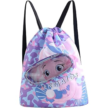 Children's Swimming Bag Swimming Bag for Children Swimming Backpack with Drawstring Wet and Dry Sports Backpack Beach Bag Waterproof Gym Bag with Separation Shoe Compartment for Boys and Girls